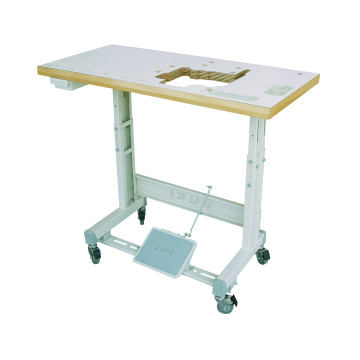 adjustable industrial sewing table stand with wooden edges